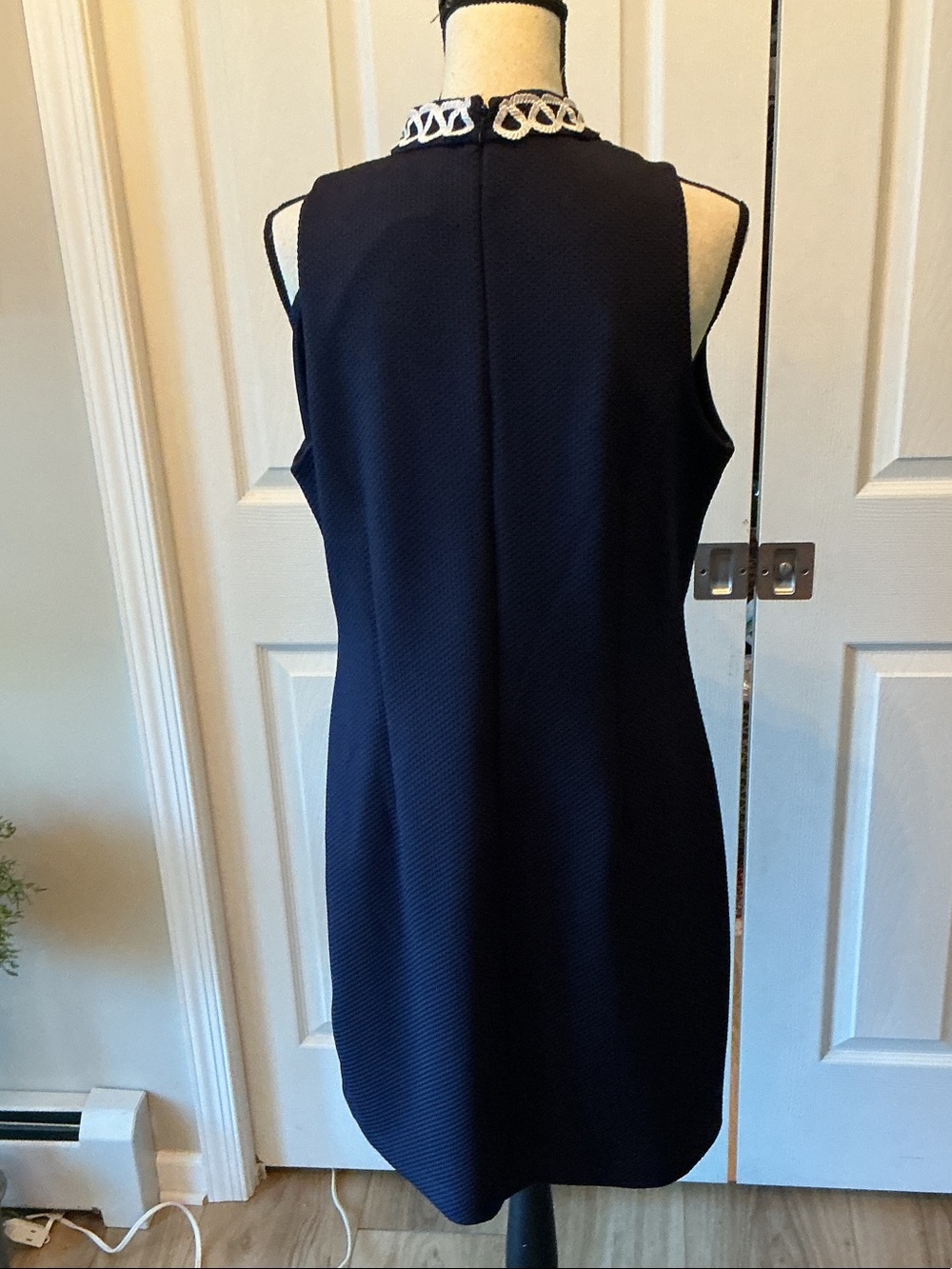 NWOT American Living Navy Mini Dress with White Embroidered Trim above knee - Picture 4 of 6